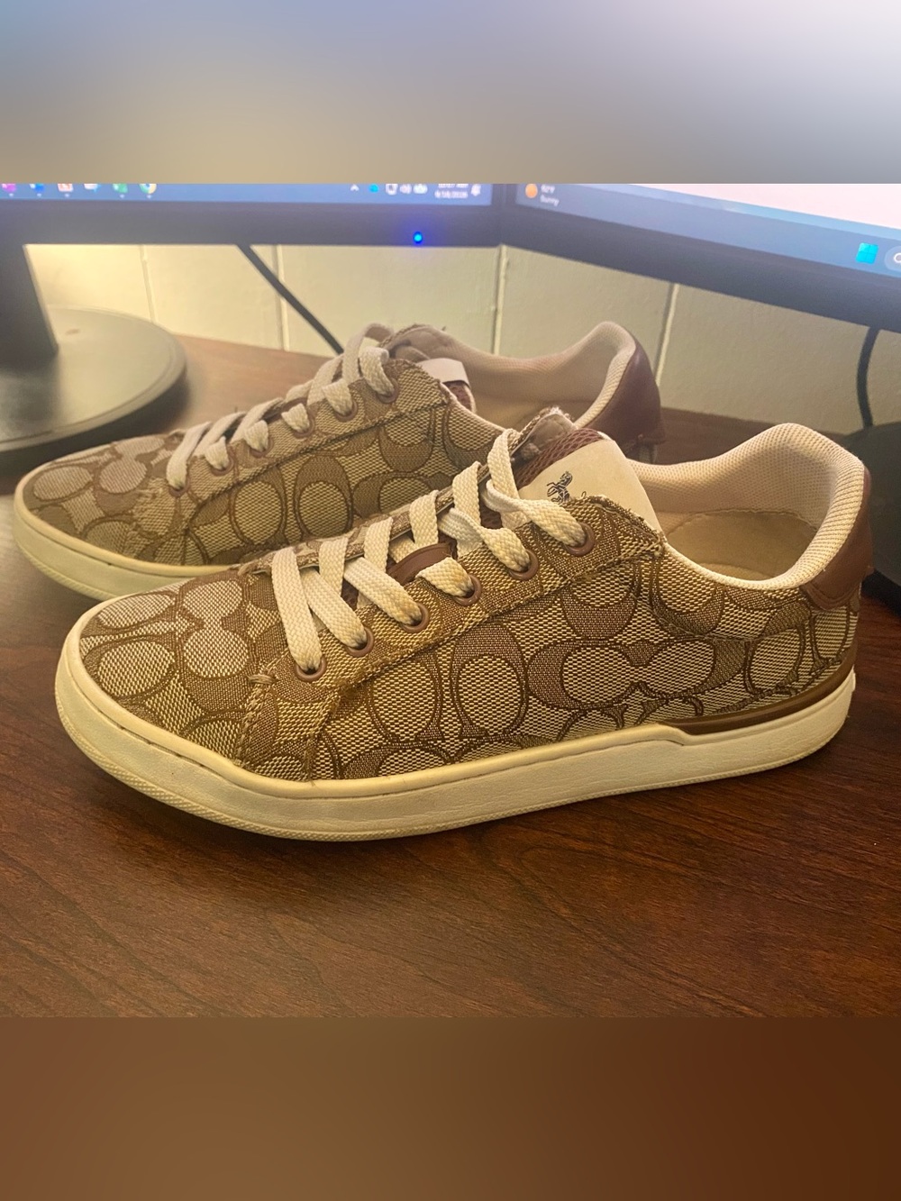 Coach Khaki Signature Canvas Low-Top Sneakers